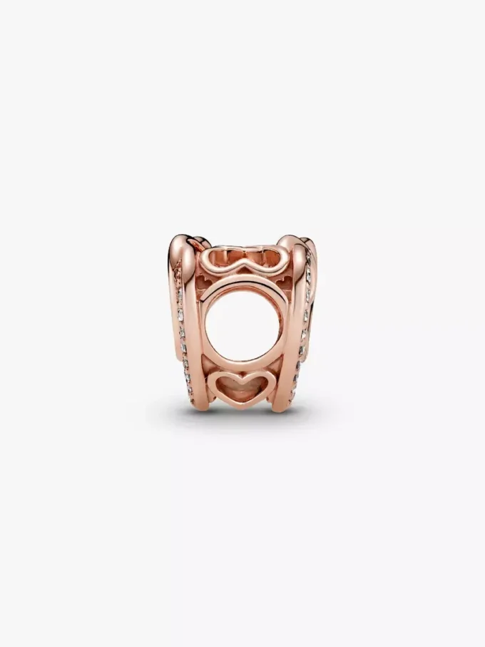 Charm „Funkelnde verschlungene Herzen“, 14 Karat Roségold-Beschichtung Charm „Funkelnde verschlungene Herzen“, 14 Karat Roségold-Beschichtung