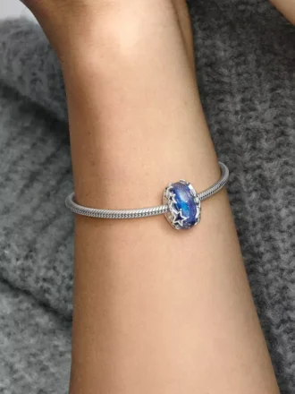 Charm „Galaxy Blue & Star Murano“ aus Sterlingsilber