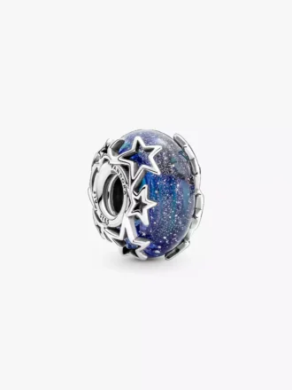Charm „Galaxy Blue & Star Murano“ aus Sterlingsilber
