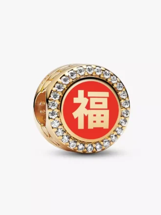 Charm „Glück & Wohlstand“ aus China, 14-karätig vergoldet