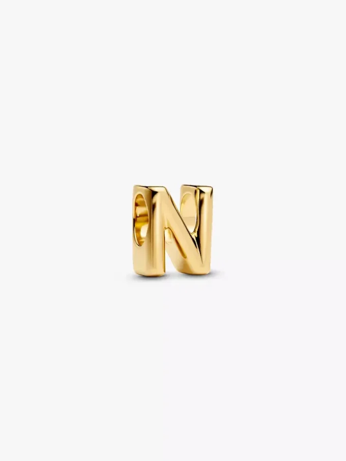 Buchstabe N Alphabet-Charm, 14 Karat vergoldet