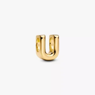 Buchstabe U Alphabet-Charm, 14 Karat vergoldet