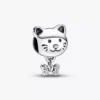 Charm „Hauskatze & Schleife“ aus Sterlingsilber