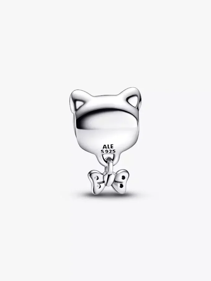 Charm „Hauskatze & Schleife“ aus Sterlingsilber