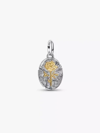 Charm-Medaillon „Rose“ aus Sterlingsilber, 14-karätig vergoldet