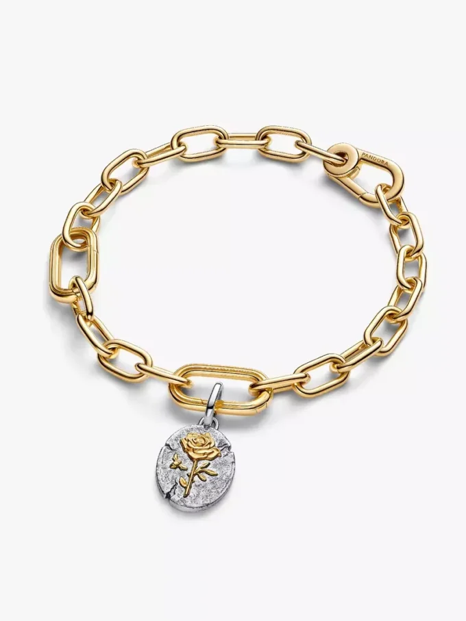 Charm-Medaillon „Rose“ aus Sterlingsilber, 14-karätig vergoldet Charm-Medaillon „Rose“ aus Sterlingsilber, 14-karätig vergoldet