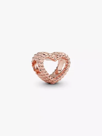 Charm mit offenem Herz und Perlenverzierung, 14 Karat rosévergoldet Charm mit offenem Herz und Perlenverzierung, 14 Karat rosévergoldet
