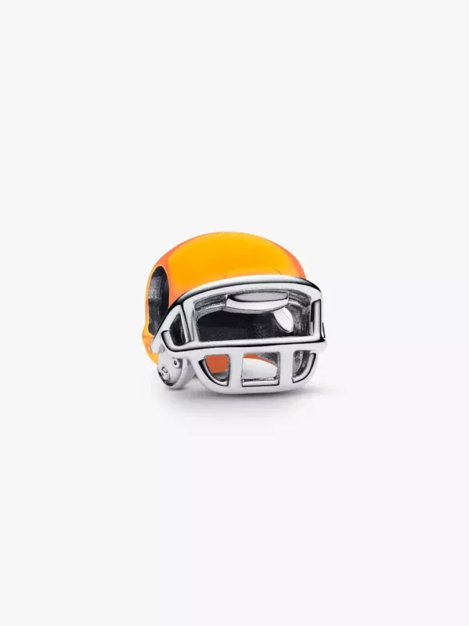 Charm „Orangefarbener Football-Helm“ aus Sterlingsilber