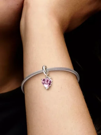 Charm „Pink Family Tree & Heart“ aus Sterlingsilber
