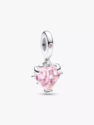 Charm „Pink Family Tree & Heart“ aus Sterlingsilber