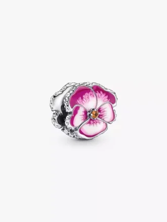 Charm „Rosa Stiefmütterchenblüte“ aus Sterlingsilber