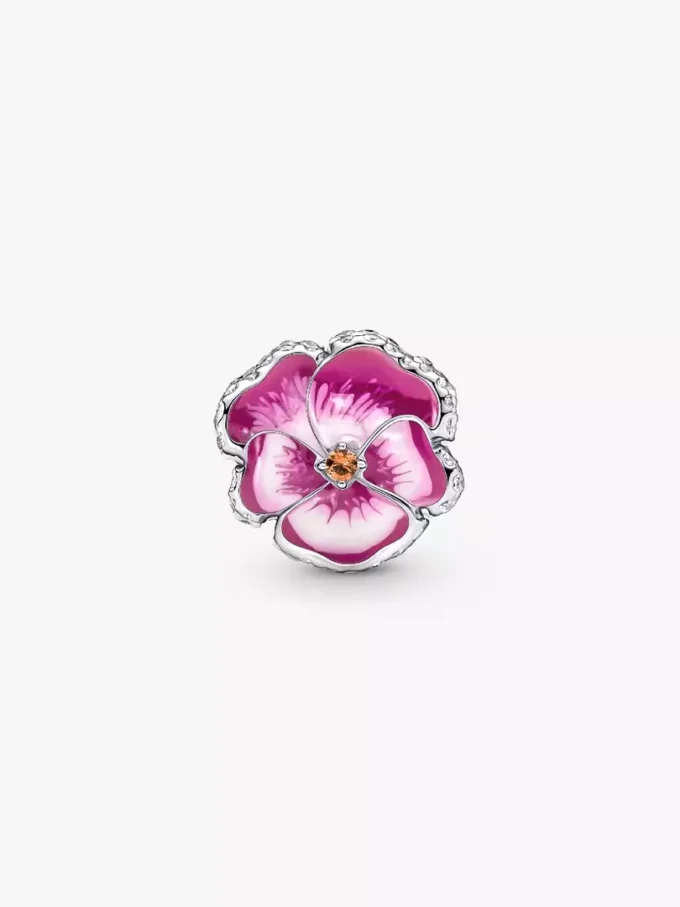 Charm „Rosa Stiefmütterchenblüte“ aus Sterlingsilber Charm „Rosa Stiefmütterchenblüte“ aus Sterlingsilber