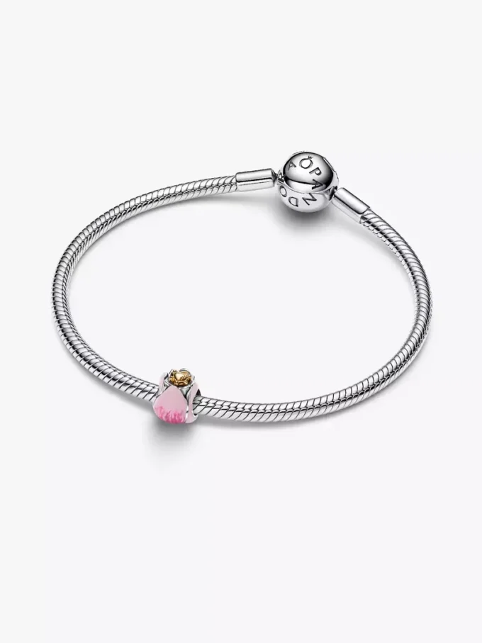 Charm „Rosa Tulpe“ aus Sterlingsilber, 14 Karat vergoldet Charm „Rosa Tulpe“ aus Sterlingsilber, 14 Karat vergoldet