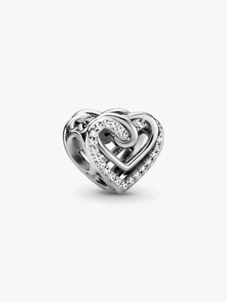Charm „Sparkling Entwined Hearts“ aus Sterlingsilber
