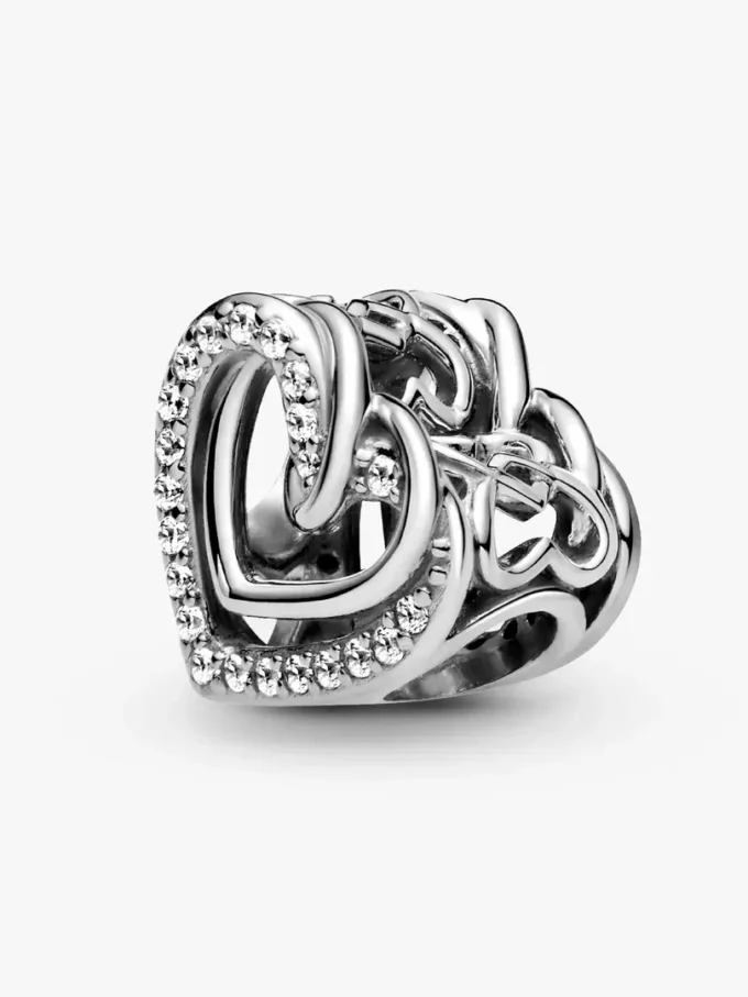 Charm „Sparkling Entwined Hearts“ aus Sterlingsilber Charm „Sparkling Entwined Hearts“ aus Sterlingsilber