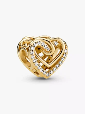 Charm „Sparkling Entwined Hearts“ mit 14-karätiger Vergoldung