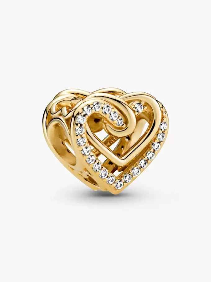 Charm „Sparkling Entwined Hearts“ mit 14-karätiger Vergoldung Charm „Sparkling Entwined Hearts“ mit 14-karätiger Vergoldung
