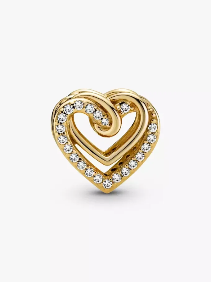Charm „Sparkling Entwined Hearts“ mit 14-karätiger Vergoldung Charm „Sparkling Entwined Hearts“ mit 14-karätiger Vergoldung