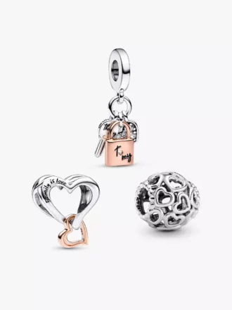 Charm-Trio „Love Lock and Key“ (3er-Set)