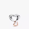 Zweifarbiger, durchbrochener Unendlichkeits-Herz-Charm aus Sterlingsilber, 14 Karat Roségold-Beschichtung Zweifarbiger, durchbrochener Unendlichkeits-Herz-Charm aus Sterlingsilber, 14 Karat Roségold-Beschichtung