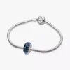Charm „Wavy Dark Blue Murano Glass Ocean“ aus Sterlingsilber Charm „Wavy Dark Blue Murano Glass Ocean“ aus Sterlingsilber