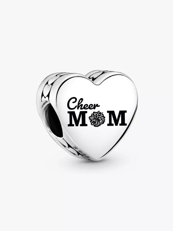 Cheer Mom Herz-Charm aus Sterlingsilber Cheer Mom Herz-Charm aus Sterlingsilber