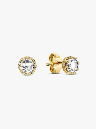 Clear Sparkling Crown Ohrringe – 14-karätige Vergoldung