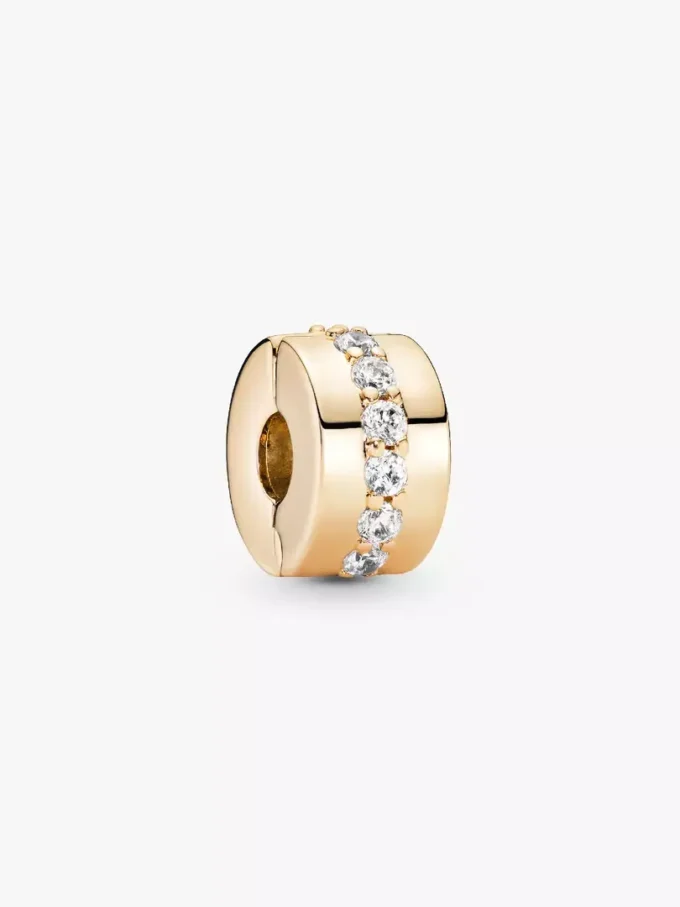 Clip Charm „Clear Sparkling Row“ aus 14-karätigem Gold Clip Charm „Clear Sparkling Row“ aus 14-karätigem Gold