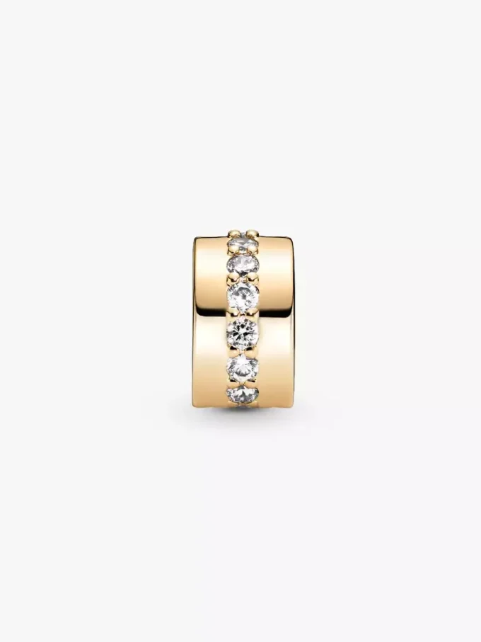 Clip Charm „Clear Sparkling Row“ aus 14-karätigem Gold Clip Charm „Clear Sparkling Row“ aus 14-karätigem Gold
