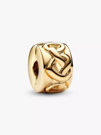 Clip Charm mit geknoteten Herzen, 14 Karat vergoldet