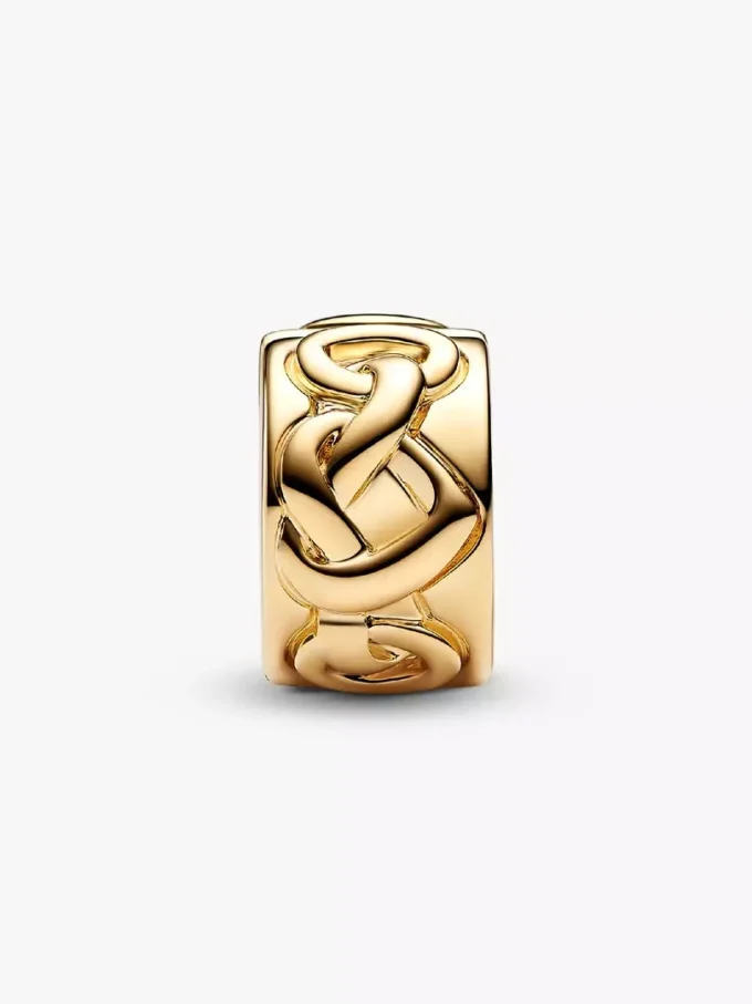 Clip Charm mit geknoteten Herzen, 14 Karat vergoldet Clip Charm mit geknoteten Herzen, 14 Karat vergoldet