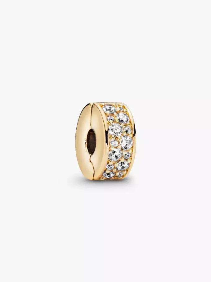 Clip Charm mit klarem Pavé, 14-karätig vergoldet Clip Charm mit klarem Pavé, 14-karätig vergoldet