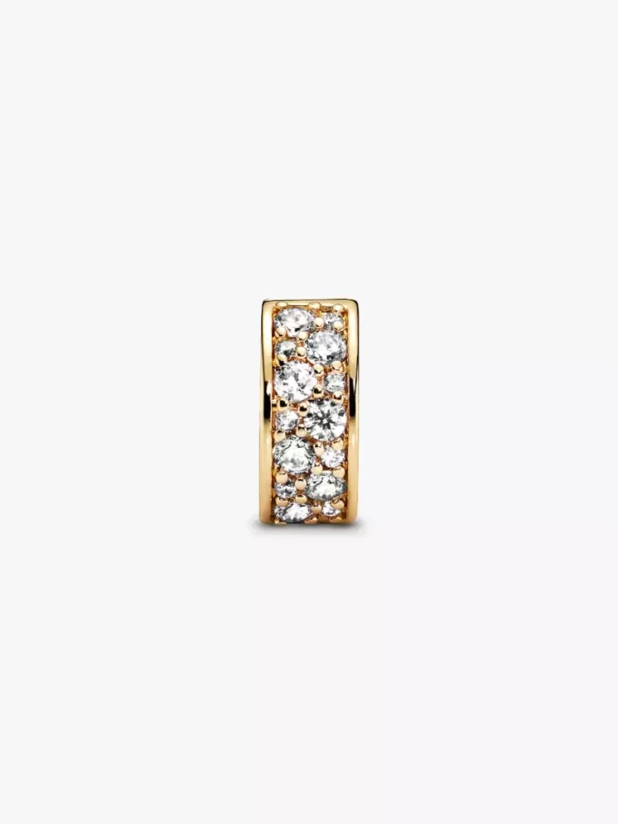 Clip Charm mit klarem Pavé, 14-karätig vergoldet Clip Charm mit klarem Pavé, 14-karätig vergoldet