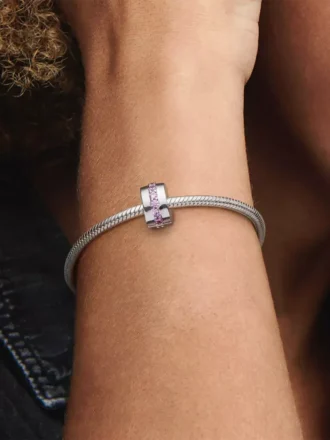 Clip Charm „Pink Sparkling Row“ aus Sterlingsilber