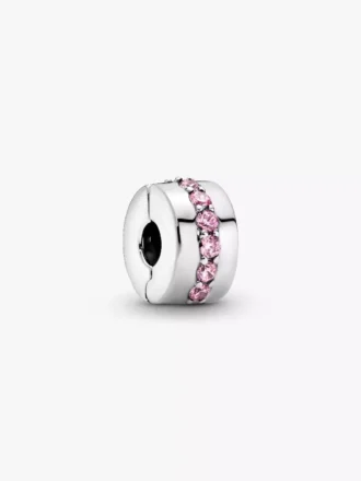 Clip Charm „Pink Sparkling Row“ aus Sterlingsilber