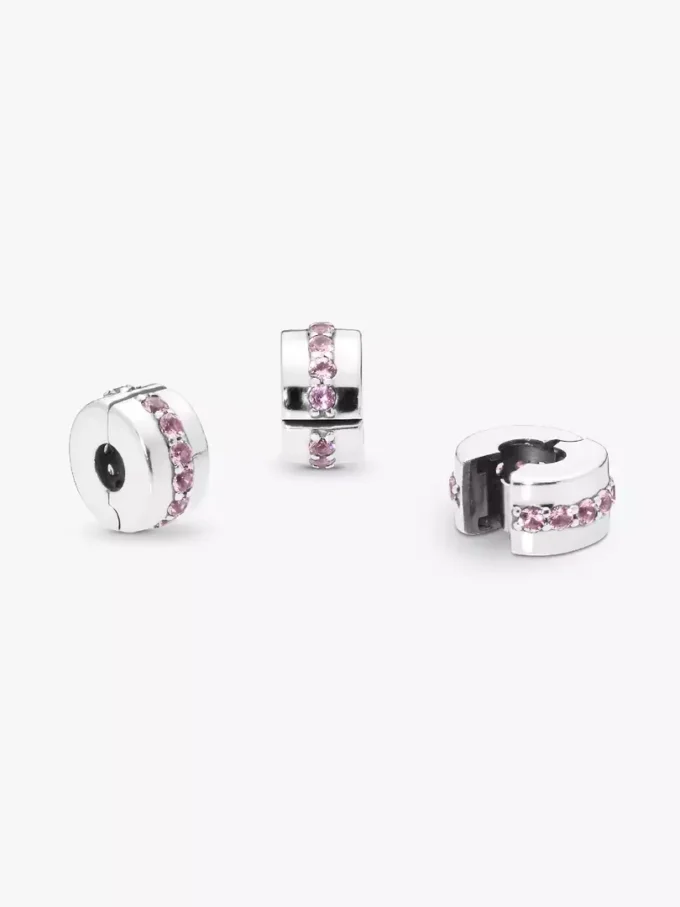 Clip Charm „Pink Sparkling Row“ aus Sterlingsilber Clip Charm „Pink Sparkling Row“ aus Sterlingsilber