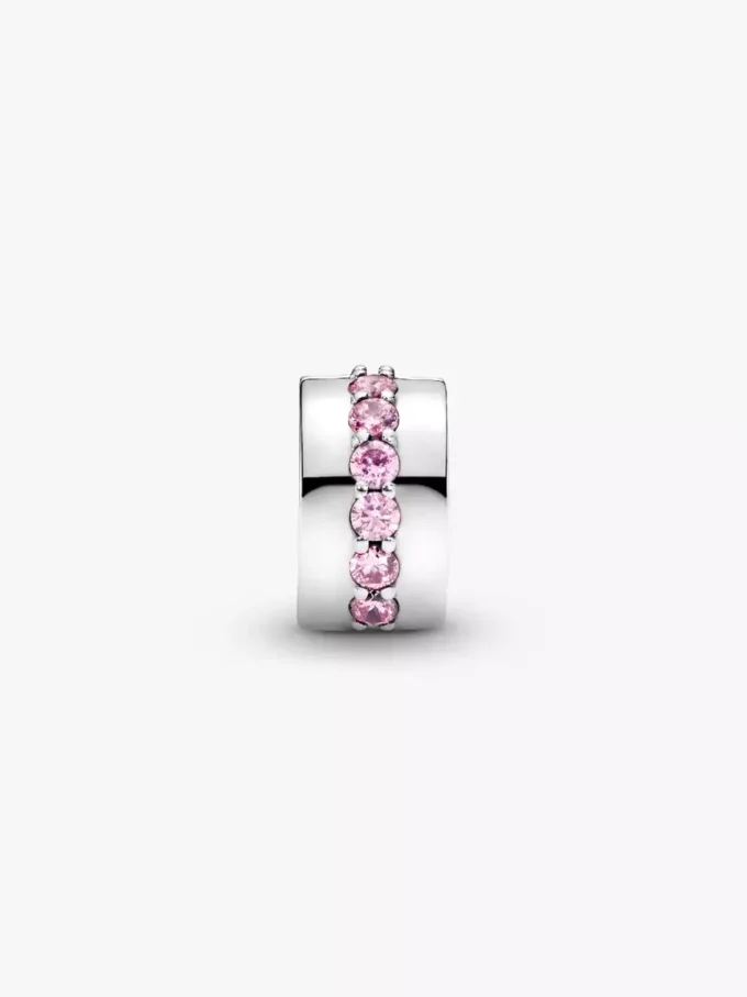 Clip Charm „Pink Sparkling Row“ aus Sterlingsilber Clip Charm „Pink Sparkling Row“ aus Sterlingsilber