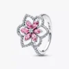 Cocktailring mit doppelter Blüte aus Sterlingsilber