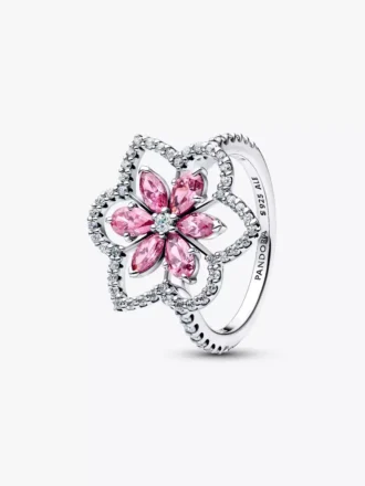 Cocktailring mit doppelter Blüte aus Sterlingsilber