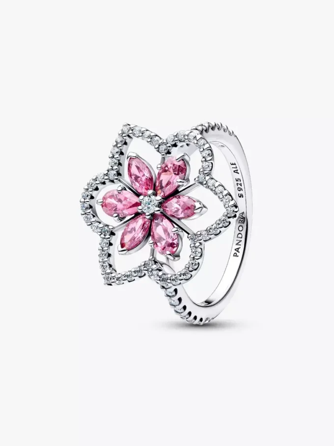 Cocktailring mit doppelter Blüte aus Sterlingsilber