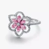 Cocktailring mit doppelter Blüte aus Sterlingsilber