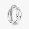 Crossover-Pavé-Dreifachbandring aus Sterlingsilber