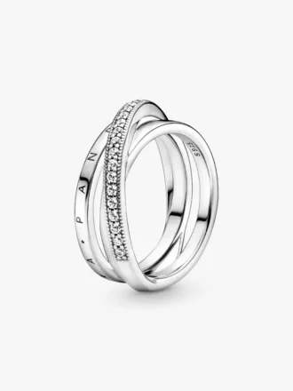 Crossover-Pavé-Dreifachbandring aus Sterlingsilber