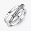 Crossover-Pavé-Dreifachbandring aus Sterlingsilber