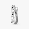 Crossover-Pavé-Dreifachbandring aus Sterlingsilber