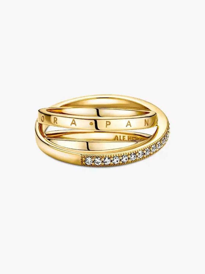 Crossover Pavé Dreifachring, 14 Karat vergoldet Crossover Pavé Dreifachring, 14 Karat vergoldet