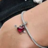 Dangle Charm aus Murano Glass mit rotem Herz und Pfeil, Sterlingsilber Dangle Charm aus Murano Glass mit rotem Herz und Pfeil, Sterlingsilber