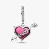 Dangle Charm aus Murano Glass mit rotem Herz und Pfeil – Sterlingsilber