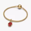 Dangle Charm aus rotem Murano Glass in Form eines Feuerpferdes, 14 Karat vergoldet Dangle Charm aus rotem Murano Glass in Form eines Feuerpferdes, 14 Karat vergoldet