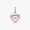 Dangle Charm aus Sterlingsilber mit rosa Keramik-Herz und Vorhängeschloss Dangle Charm aus Sterlingsilber mit rosa Keramik-Herz und Vorhängeschloss